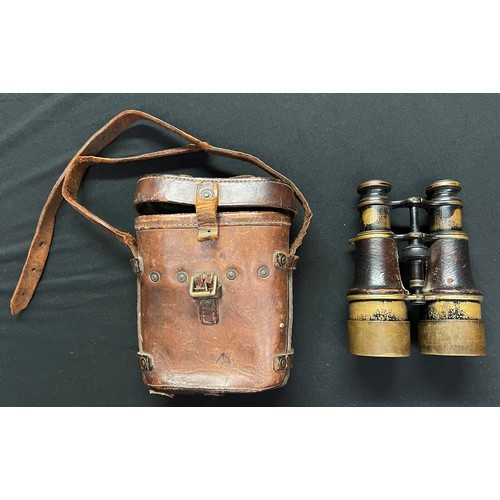 2108 - WW1 British Mark V Special Binoculars complete in original leather case marked 