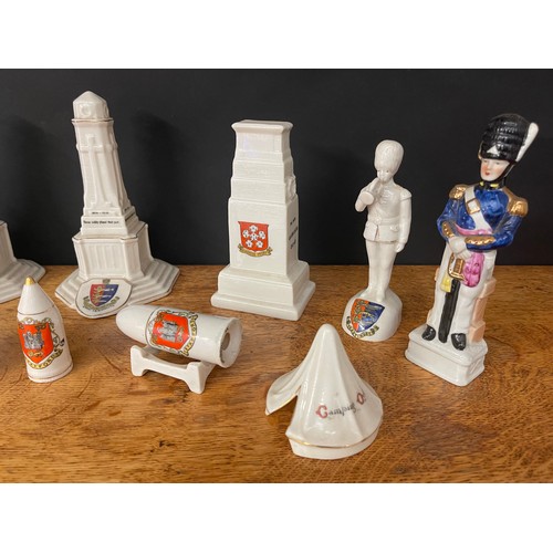 2110 - A small collection of 12 pieces of Crested China Ware. To include Cenotaph, Ambulance and Rolls Royc... 