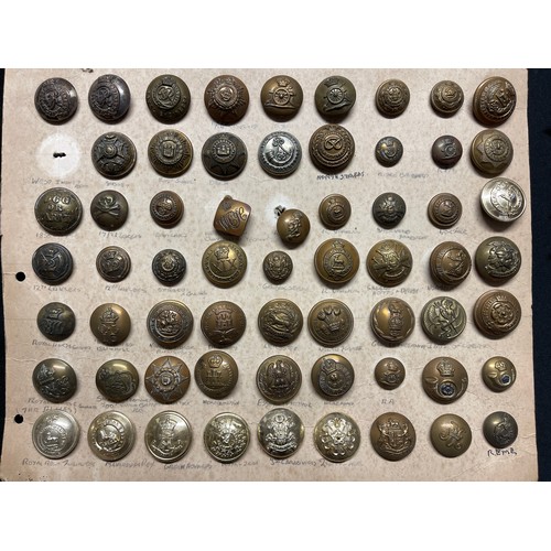 2113 - WW1 British Brass Shoulder titles and button collection. 39 WW1 and later shoulder titles. To includ... 