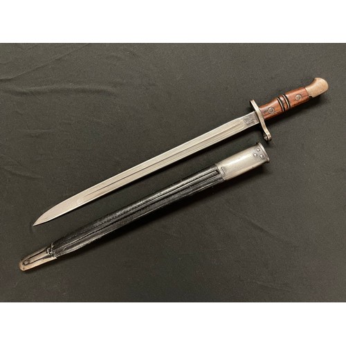 2115 - WW1 British P13 bayonet with fullered single edged blade 430mm long, maker marked 