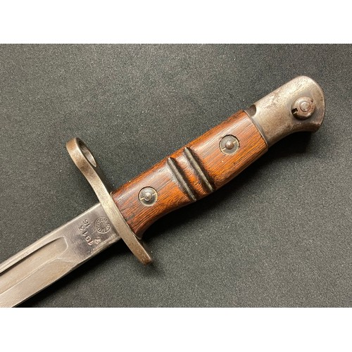 2115 - WW1 British P13 bayonet with fullered single edged blade 430mm long, maker marked 