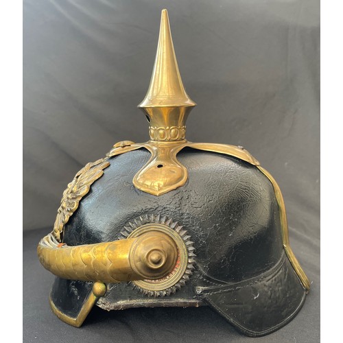 2119 - WW1 Imperial German Army Officers Pickelhaube Helmet with Prussian helmet plate, officers chin strap... 