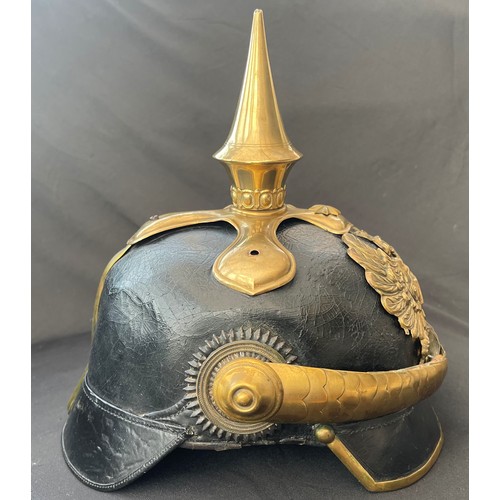 2119 - WW1 Imperial German Army Officers Pickelhaube Helmet with Prussian helmet plate, officers chin strap... 