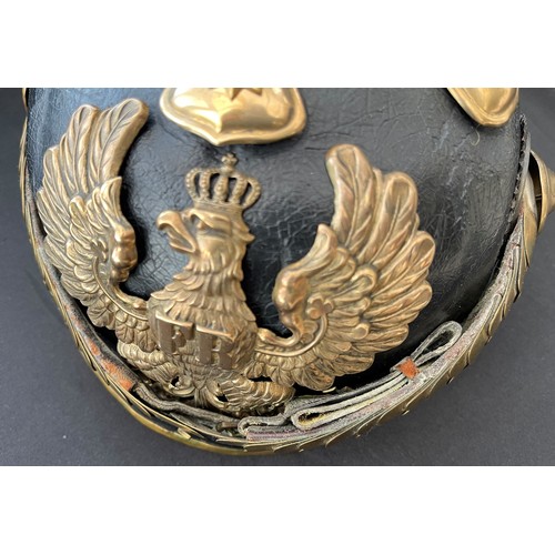 2119 - WW1 Imperial German Army Officers Pickelhaube Helmet with Prussian helmet plate, officers chin strap... 