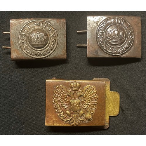 2128 - WW1 Imperial German and Imperial Russian Belt Buckles: Steel 