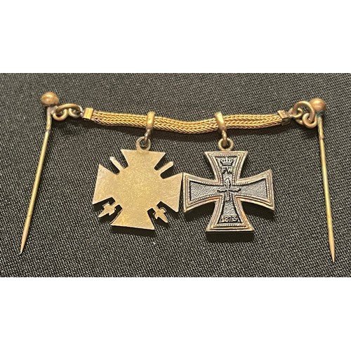 2130 - WW1 Imperial German Collection of Miniature Awards to include: 1870 Iron Cross 2nd Class with ribbon... 