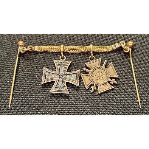 2130 - WW1 Imperial German Collection of Miniature Awards to include: 1870 Iron Cross 2nd Class with ribbon... 