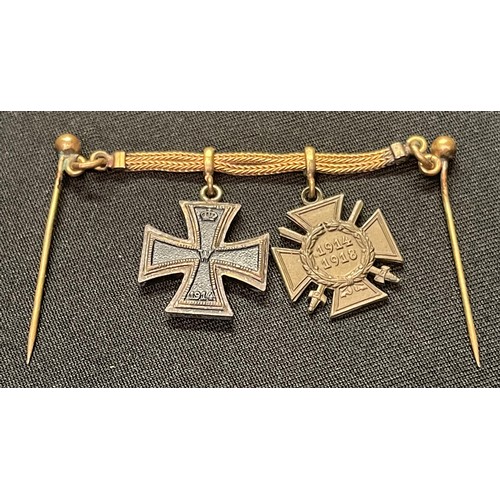 2130 - WW1 Imperial German Collection of Miniature Awards to include: 1870 Iron Cross 2nd Class with ribbon... 