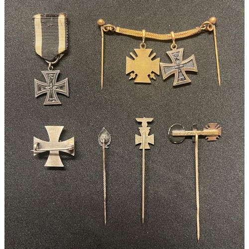 2130 - WW1 Imperial German Collection of Miniature Awards to include: 1870 Iron Cross 2nd Class with ribbon... 