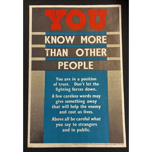 2141 - WW2 British You Know More Than Other People Poster. Size 38cm x 25cm. Marked 