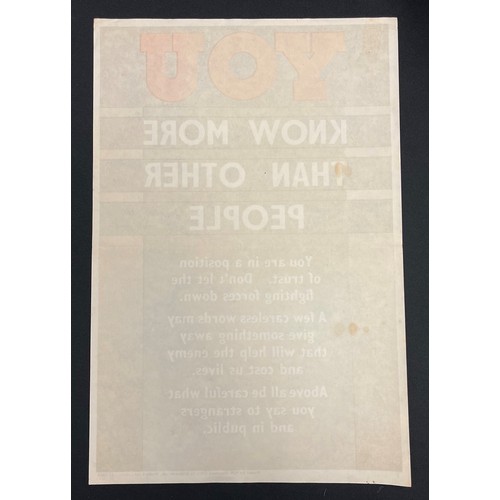 2141 - WW2 British You Know More Than Other People Poster. Size 38cm x 25cm. Marked 