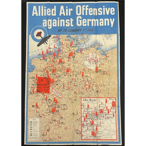 2142 - WW2 British Allied Air Offensive Against Germany Poster 1941. Size 76cm x 50cm. Marked to lower righ... 