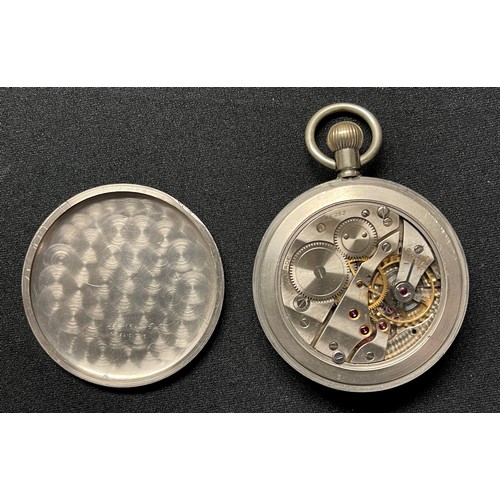 2149 - WW2 British General Service Trade Pattern Grana pocket watch, white enamel dial with Arabic numerals... 