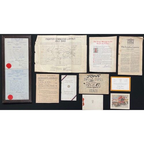 2151 - WW2 British Ephemera collection comprising of: Framed Royal Observer Corps Examination Certificates ... 