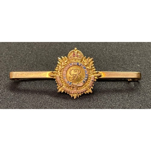 2171 - WW2 British Royal Army Service Coprs 9ct Gold Sweetheart Brooch. Maker marked 