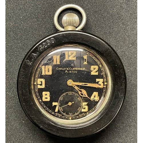 2185 - WW2 British Royal Signals Wireless Set Black Bakelite Pocket Watch Holder ZA4250 containing a Carley... 