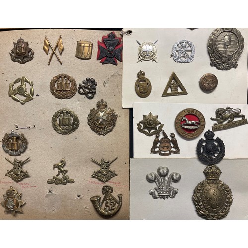 2194 - A collection of approx. 100 British & Commonwealth Cap badges plus some collar dogs and WW1 War Serv... 