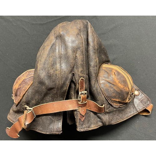 2203 - WW2 British RAF B Type Leather Flying Helmets: One in good condition size 6 1/2 to 6 3/4 maker marke... 