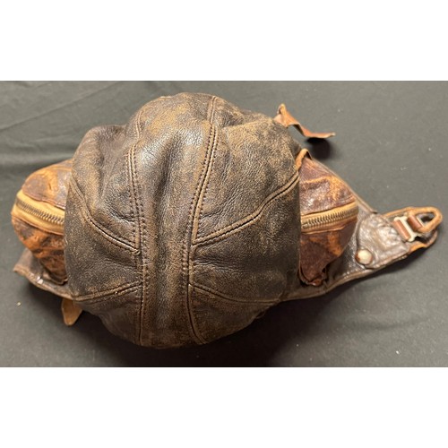 2203 - WW2 British RAF B Type Leather Flying Helmets: One in good condition size 6 1/2 to 6 3/4 maker marke... 