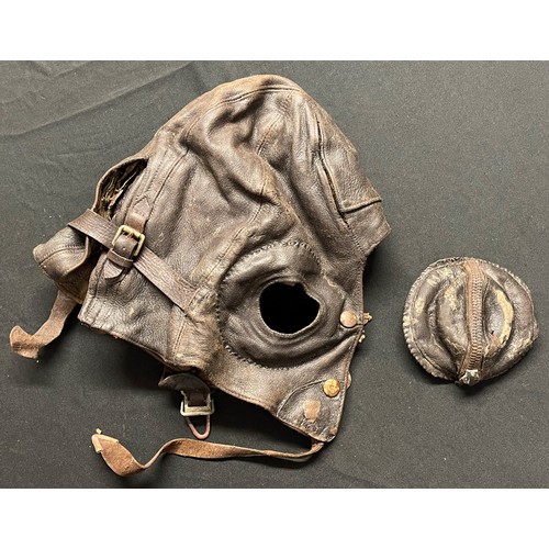 2203 - WW2 British RAF B Type Leather Flying Helmets: One in good condition size 6 1/2 to 6 3/4 maker marke... 