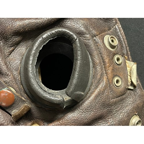 2204 - WW2 British RAF C Type Leather Flying Helmets x 3. One has a white painted number 19 on the crown. (... 