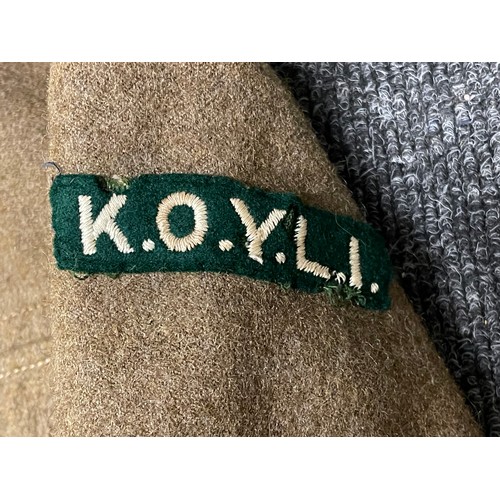 2211 - WW2 British Battledress Blouse, Corporal Kings Own Yorkshire Light Infantry. Label to interior pocke... 