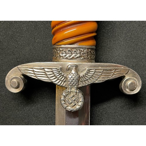 2220 - WW2 Third Reich Heer Offizierdolch Army Officers Dagger with double edged blade 250mm in length make... 