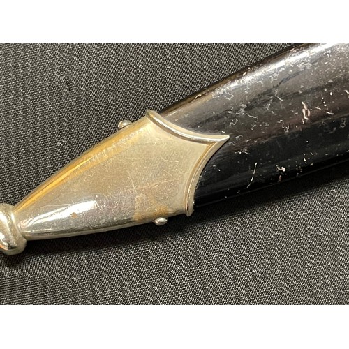 2221 - WW2 Third Reich SS Man's 1933 Pattern Dagger, ground Rohm example. Double edged blade 222mm in lengt... 