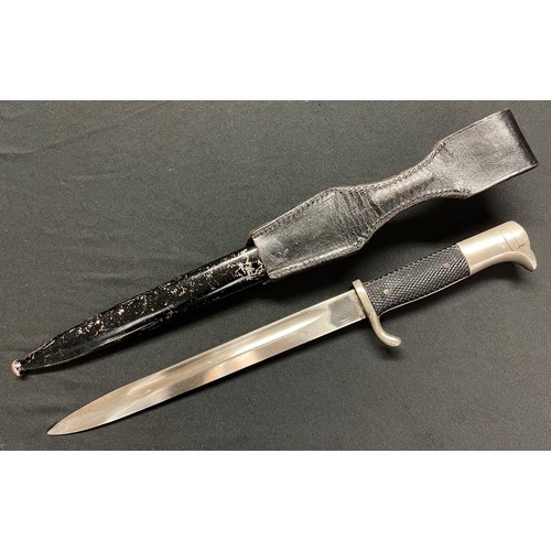 2225 - WW2 Third Reich Dress Bayonet with single edged plated fullered blade 252mm in length. No makers mar... 