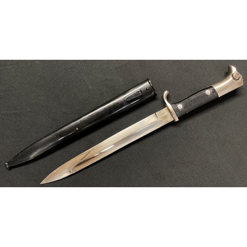 2226 - WW2 Third Reich Dress Bayonet with single edged fullered blade 244mm in length, maker marked 