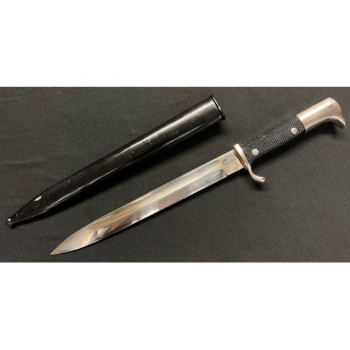 2226 - WW2 Third Reich Dress Bayonet with single edged fullered blade 244mm in length, maker marked 