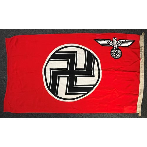 2232 - WW2 Third Reich Reichsdienstflagge. Size 80cm x 135cm. Kriegsmarine Eagle M acceptance stamp. Maker ... 