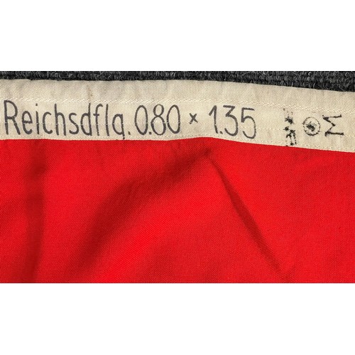 2232 - WW2 Third Reich Reichsdienstflagge. Size 80cm x 135cm. Kriegsmarine Eagle M acceptance stamp. Maker ... 