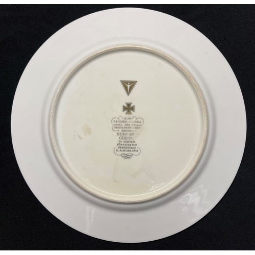 2233 - REPRODUCTION WW2 Third Reich Ceramic Presentation Plate with the coat of arms of Hermann Goring to t... 