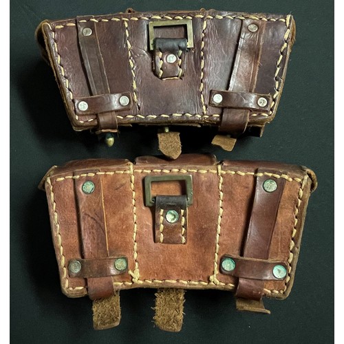 2236 - Collection of mixed militaria to include: Pair of brown leather Mauser style ammo pouches, no markin... 