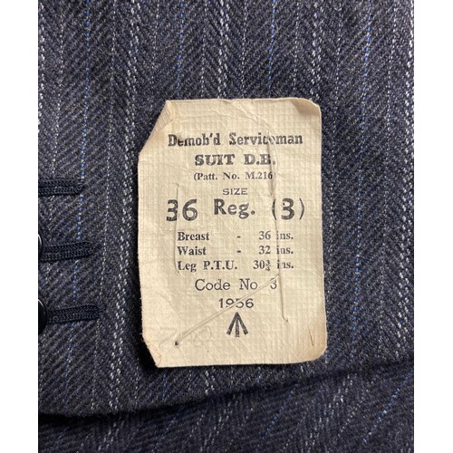 2237 - Post War British Servicemans Demob Suit Double Breasted Jacket, unissued condition and still with al... 