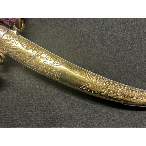 2245 - Arabian Jambiya Dagger with curved double edged blade 212mm in length which is maker marked 