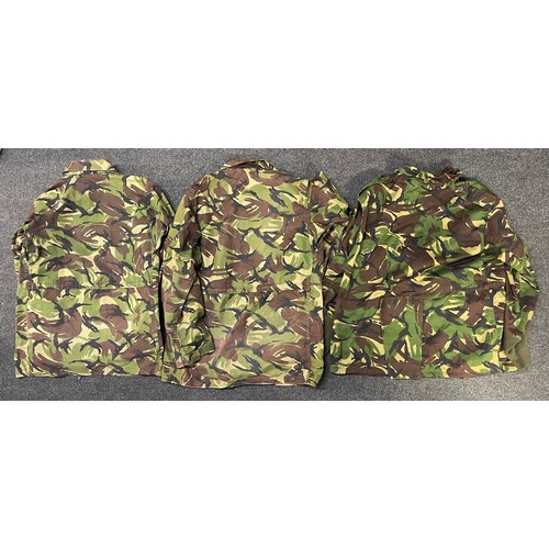 2254 - Three British Army DPM Pattern Smocks: One in rip stop material size 180 height, 104 chest with glid... 