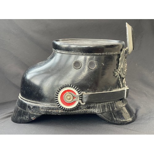 2262 - German Police Shako Helmet. Post WW2 West German Shako which was been fitted with a WW1 Prussian hel... 