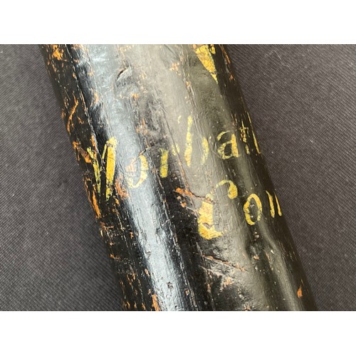 2263 - Victorian Painted Police Truncheon. 465mm in length. Black painted shaft with Queens Crown in gold, ... 