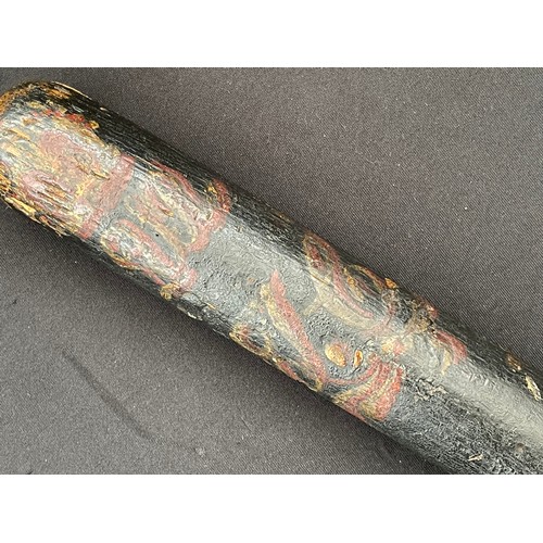 2265 - Victorian Painted Police Constables Weighted Truncheon. Black painted shaft with 