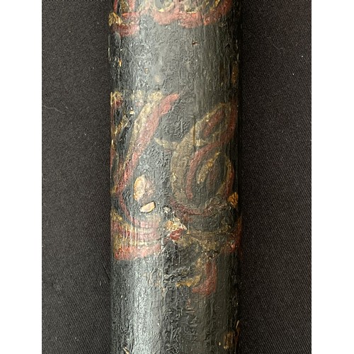 2265 - Victorian Painted Police Constables Weighted Truncheon. Black painted shaft with 