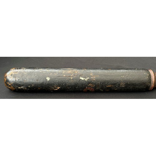 2265 - Victorian Painted Police Constables Weighted Truncheon. Black painted shaft with 