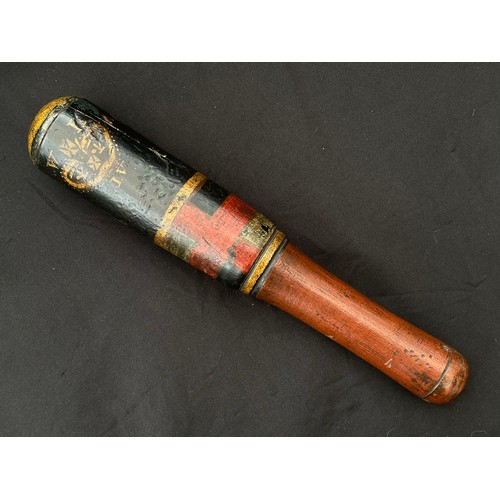 2266 - William IV Painted Police Constables Truncheon. 290mm in length. Painted with Crown along with 