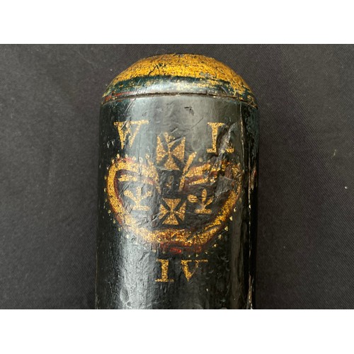 2266 - William IV Painted Police Constables Truncheon. 290mm in length. Painted with Crown along with 