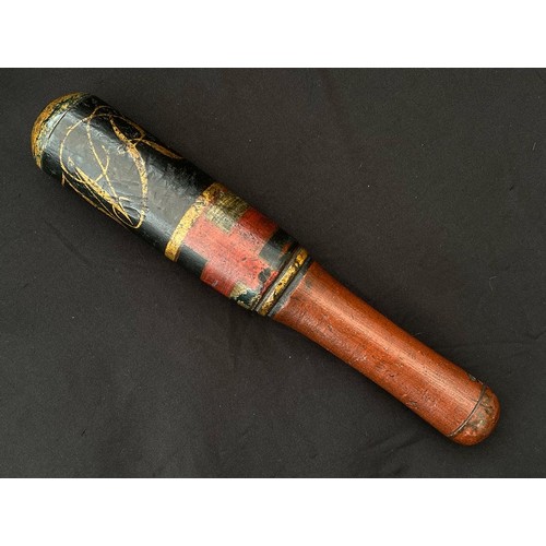 2266 - William IV Painted Police Constables Truncheon. 290mm in length. Painted with Crown along with 