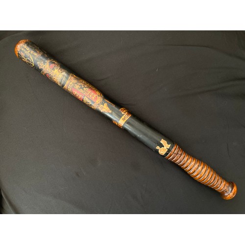 2268 - Victorian Painted Police Constables Truncheon. Painted 