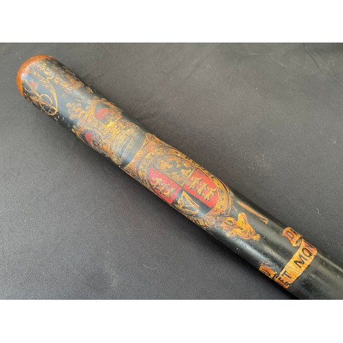 2268 - Victorian Painted Police Constables Truncheon. Painted 