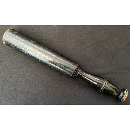 2269 - Victorian Painted Police Constables Truncheon. Black painted with gilt 