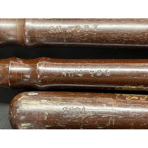 2280 - Three WW1 era Birmingham Police Special Constables Truncheons each with transfer printed crest and d... 